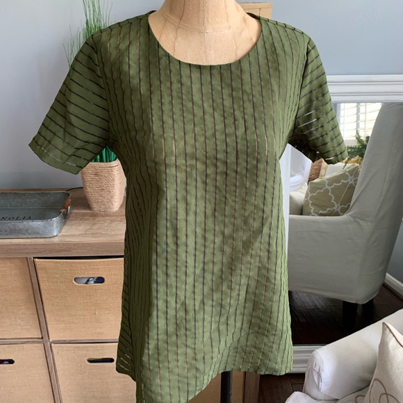 J. Crew Olive see-through tops - Picture 1 of 7